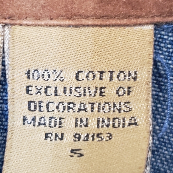 Don't Mess With Texas Western Denim Jean Jacket Embroidered Faux Suede Small - Picture 10 of 13